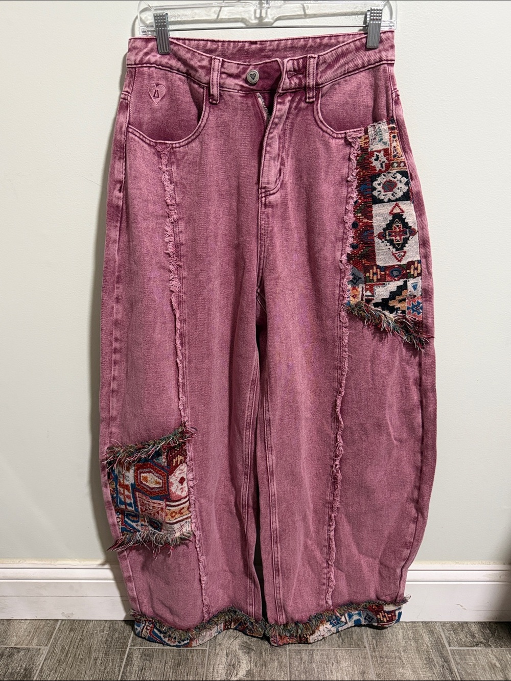 NWT! Aelfric Eden Patchwork Barrel Jeans Size 26